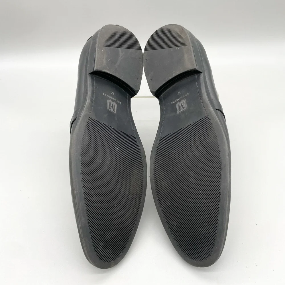 Bruno Magli Mens 12 Pablo Buckle Loafers Black Leather Apron Toe Shoes Preppy